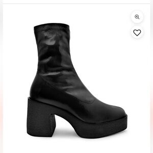 Umi Black Stretch Patent Chunky Ankle Boots